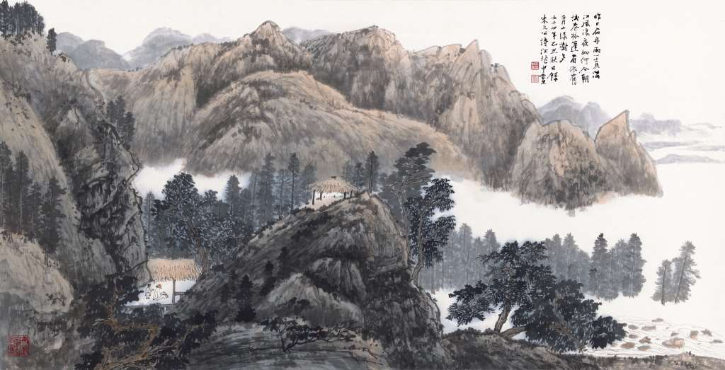 江兆申山水畫-水口行舟 (1985年繪)