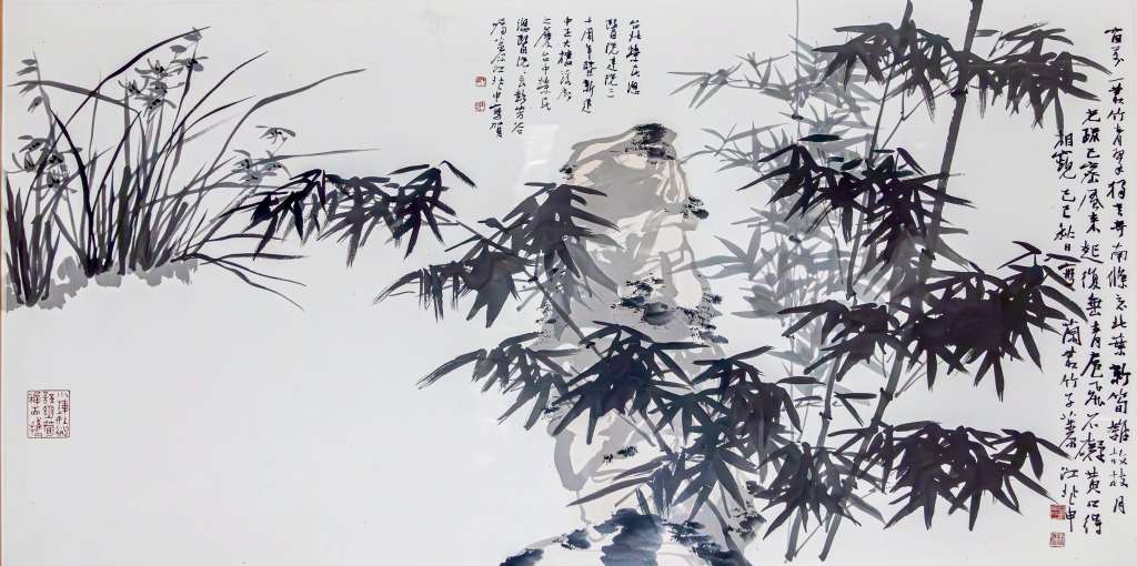 江兆申山水畫-竹影蘭心 (1989年繪)